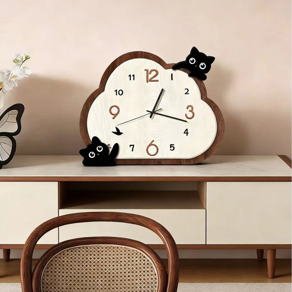 Medieval Style Cloud Ornament Desktop Clock Panda Cat Silent Living Room Restaurant Study Room Can Be | Decorative Clock