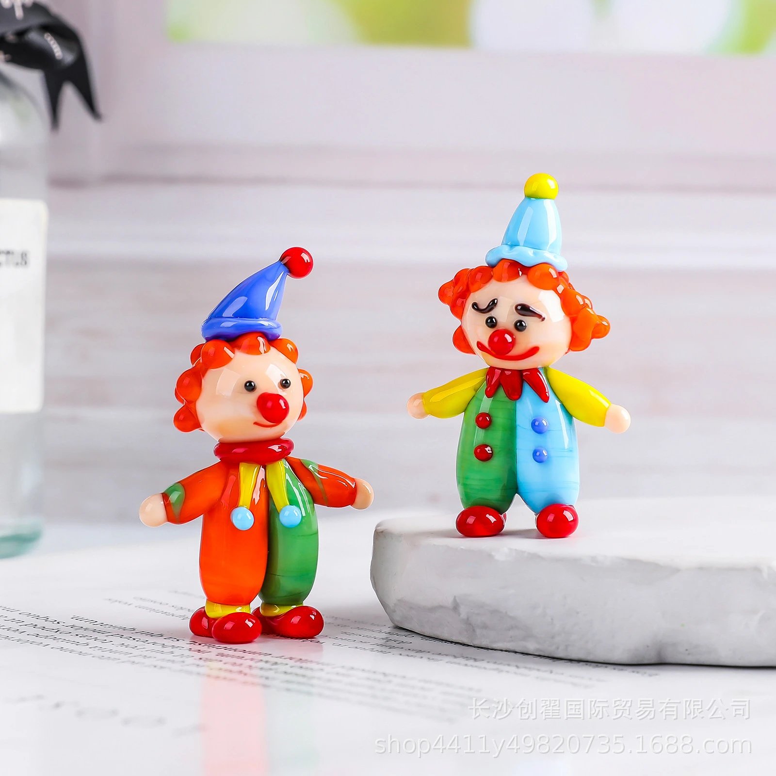 Colorful Handmade Glazed Clown Mini Ornament Fun And Funny Tabletop Decor Decorative Craft Creative | Decorative Figurine