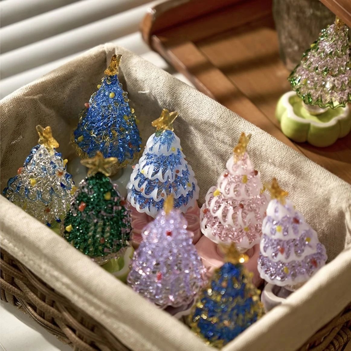 Zibo Christmas Tree Gift Glass Ornament Handicrafts Glass Christmas Tree Brushed Pure Handmade Tabletop | Christmas Decor