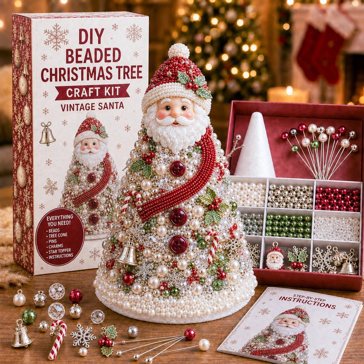 DIY Beaded Christmas Tree Decorative Craft Kit Beaded Christmas Tree DIY | Christmas Decor