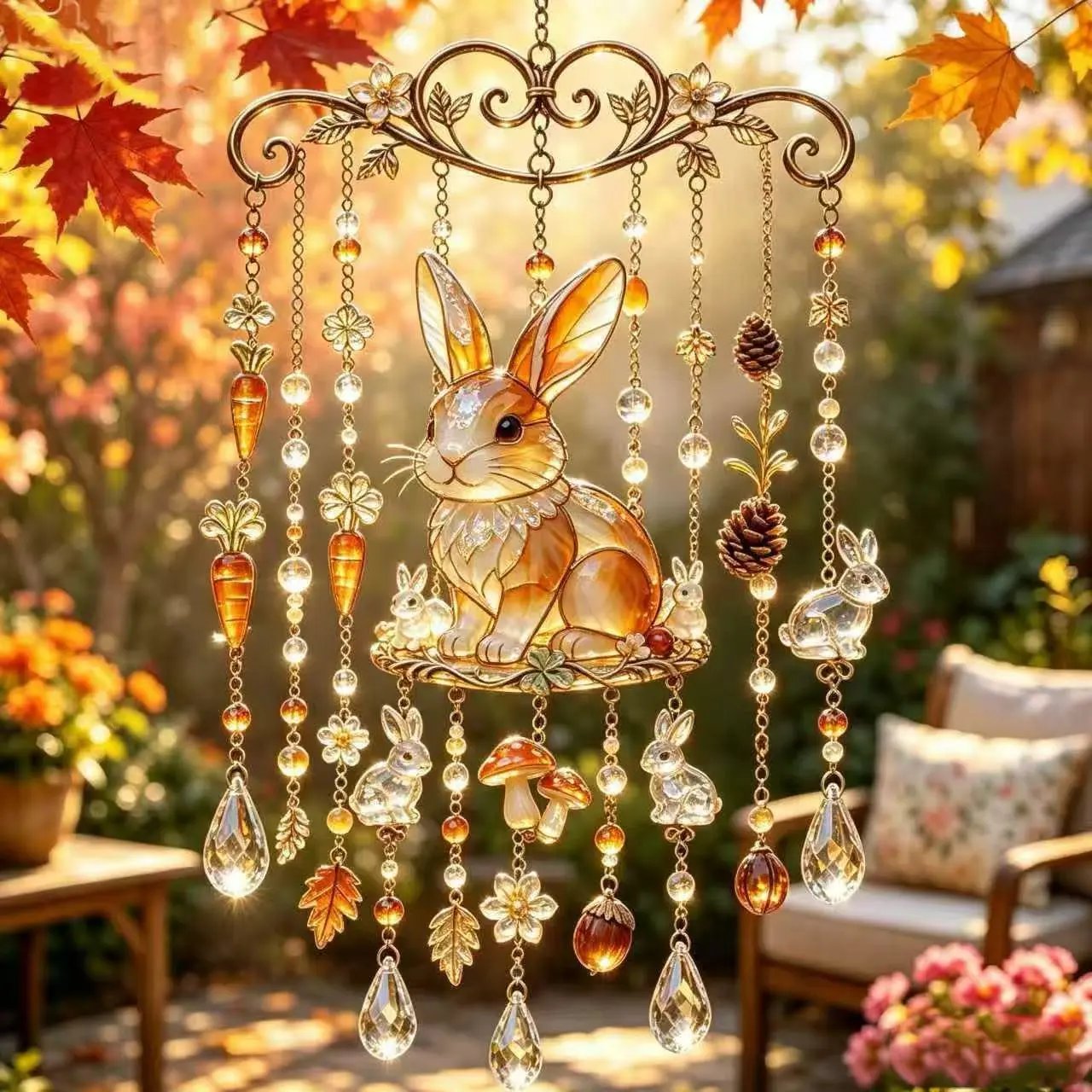 Autumn Animal Suncatcher Wind Chime Autumn Animal Outdoor Garden Wind Chime S | Home Decor