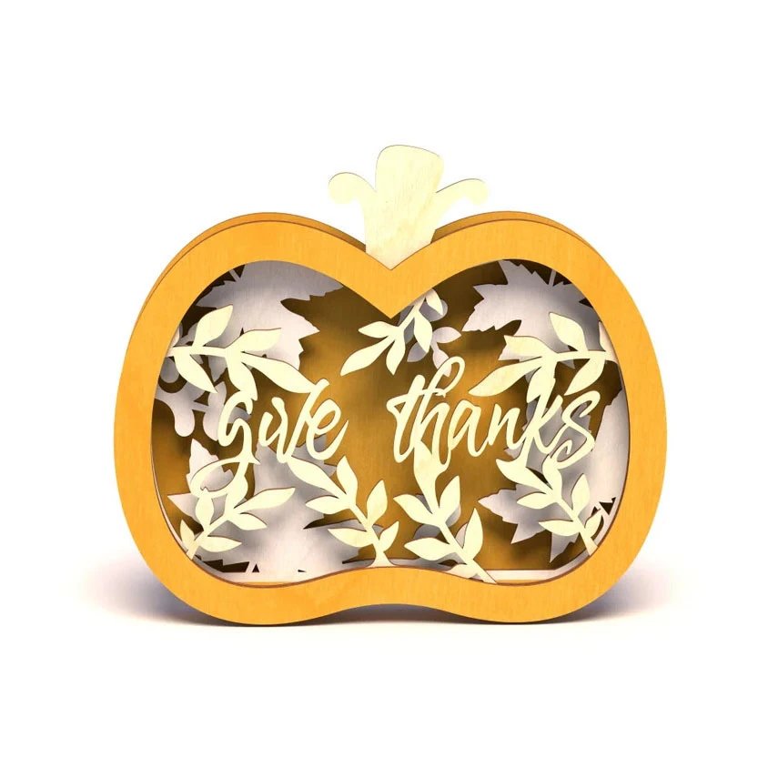 Wooden Decorative Craft Thanksgiving Night Lights Wooden Carved Pumpkin Lanterns Halloween Decor
