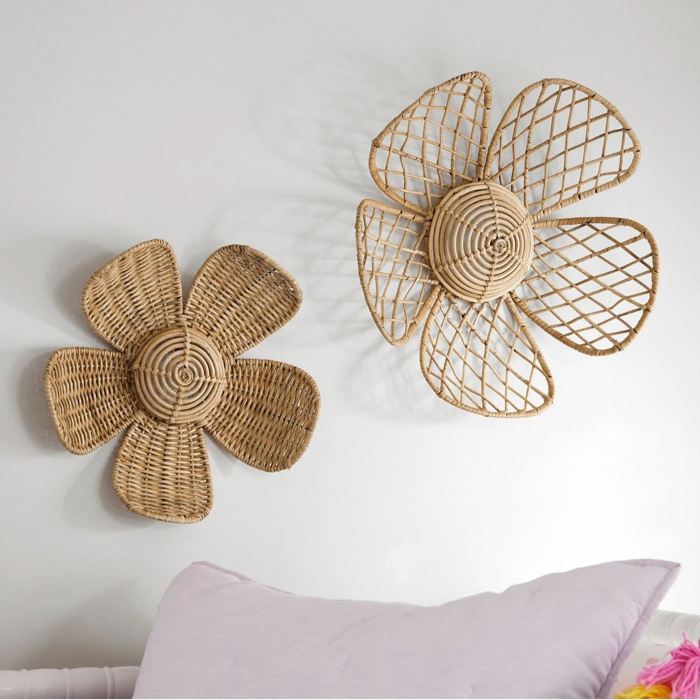 Nordic Flower Ins Wall Decor Rattan Home Wall Pendant Flower Creative Living Room Photography Wall Decor