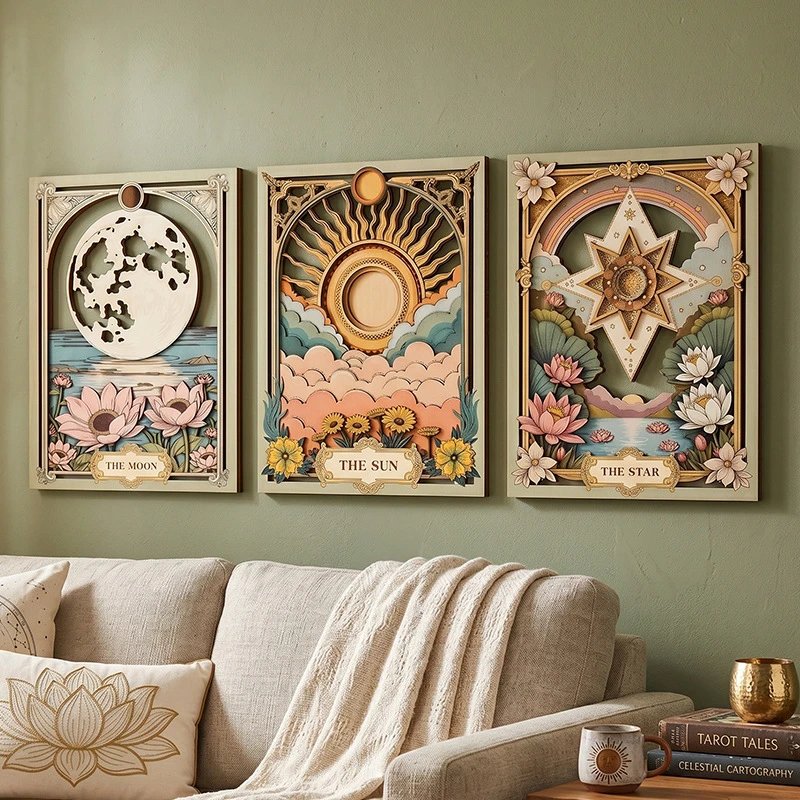Mid-century Retro Wooden Decorative Craft Hollow Paintings Wall Decor Wooden Hangings Hanging Wall Hangings