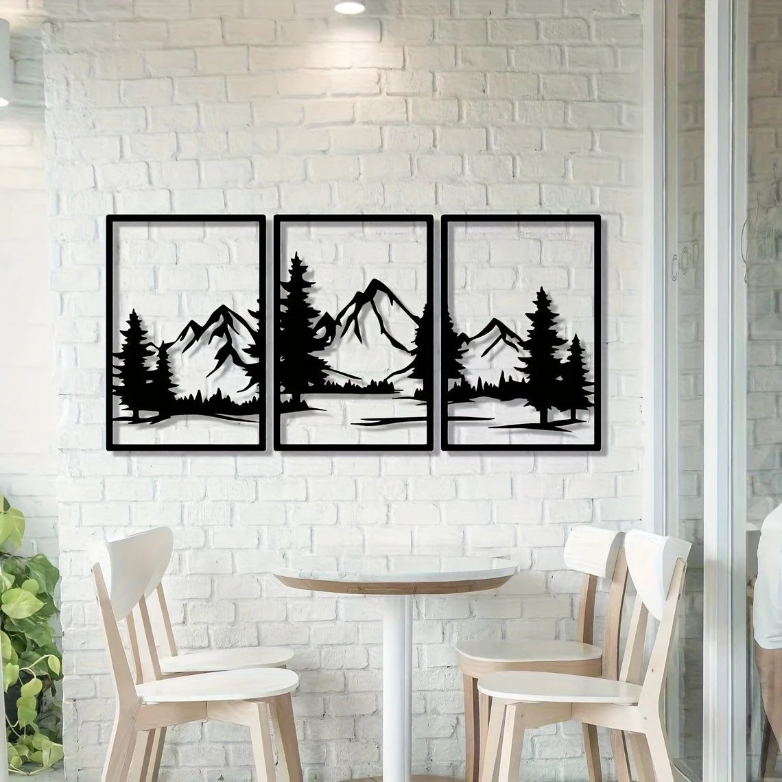 Iron Three-dimensional Landscape Decorative Painting Nordic Style Metal Line Art Bedroom Entrance Wall | Wall Decor