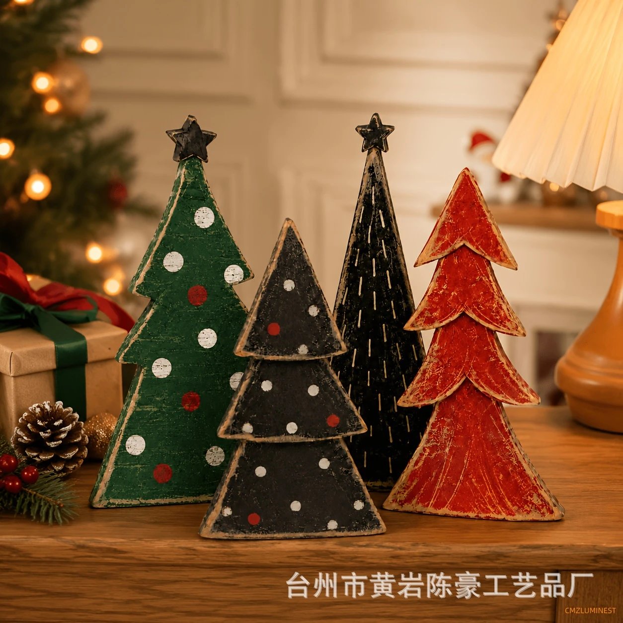Christmas Tree Sign Ornament Solid Wood Atmosphere Scene Layout Decorative Craft Christmas Decor Wooden Creative Decorative Craft