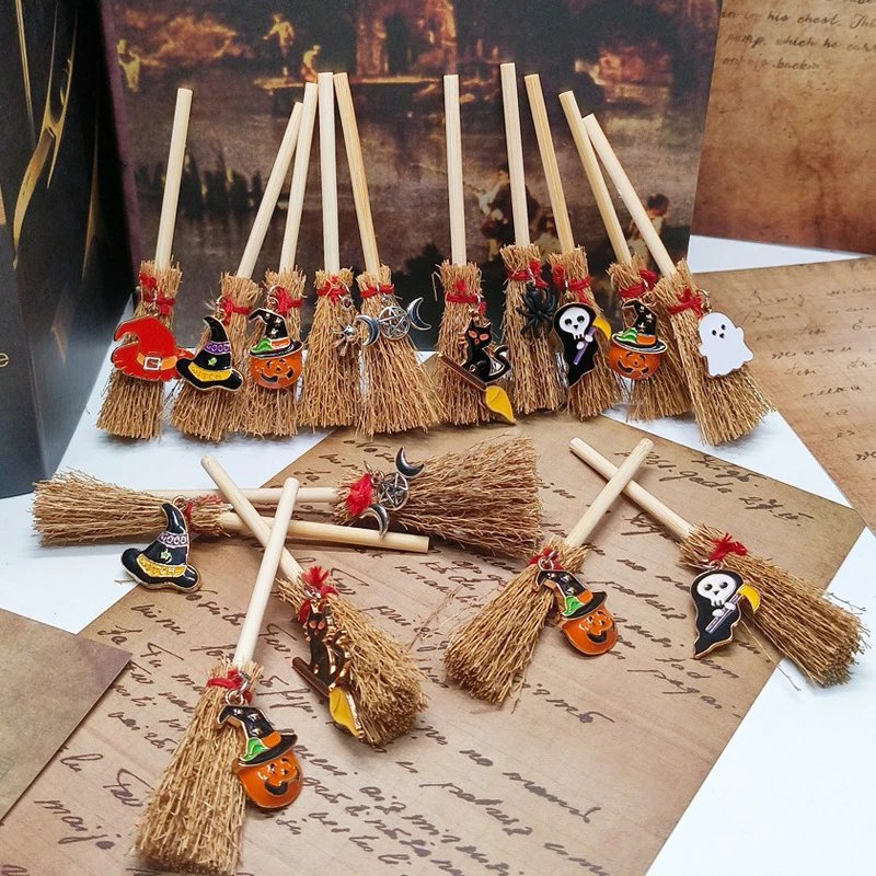 Xiyin And Other Labeling Car Pendant Mini Broom Christmas Pendant Decorative Craft Wooden | Christmas Decor