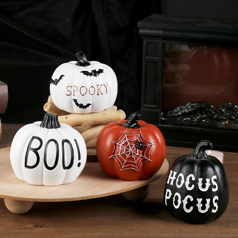 Halloween Decor Ins Style Pumpkin Resin Ornament Holiday Desktop Horror Atmosphere Decor Props