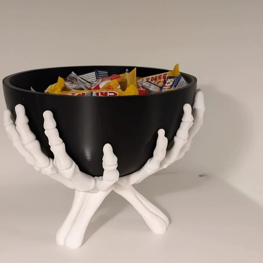 Skeleton Hands Bowl Halloween Skeleton Hands Home Decor 3D Printed Candy Bowl | Halloween Decor