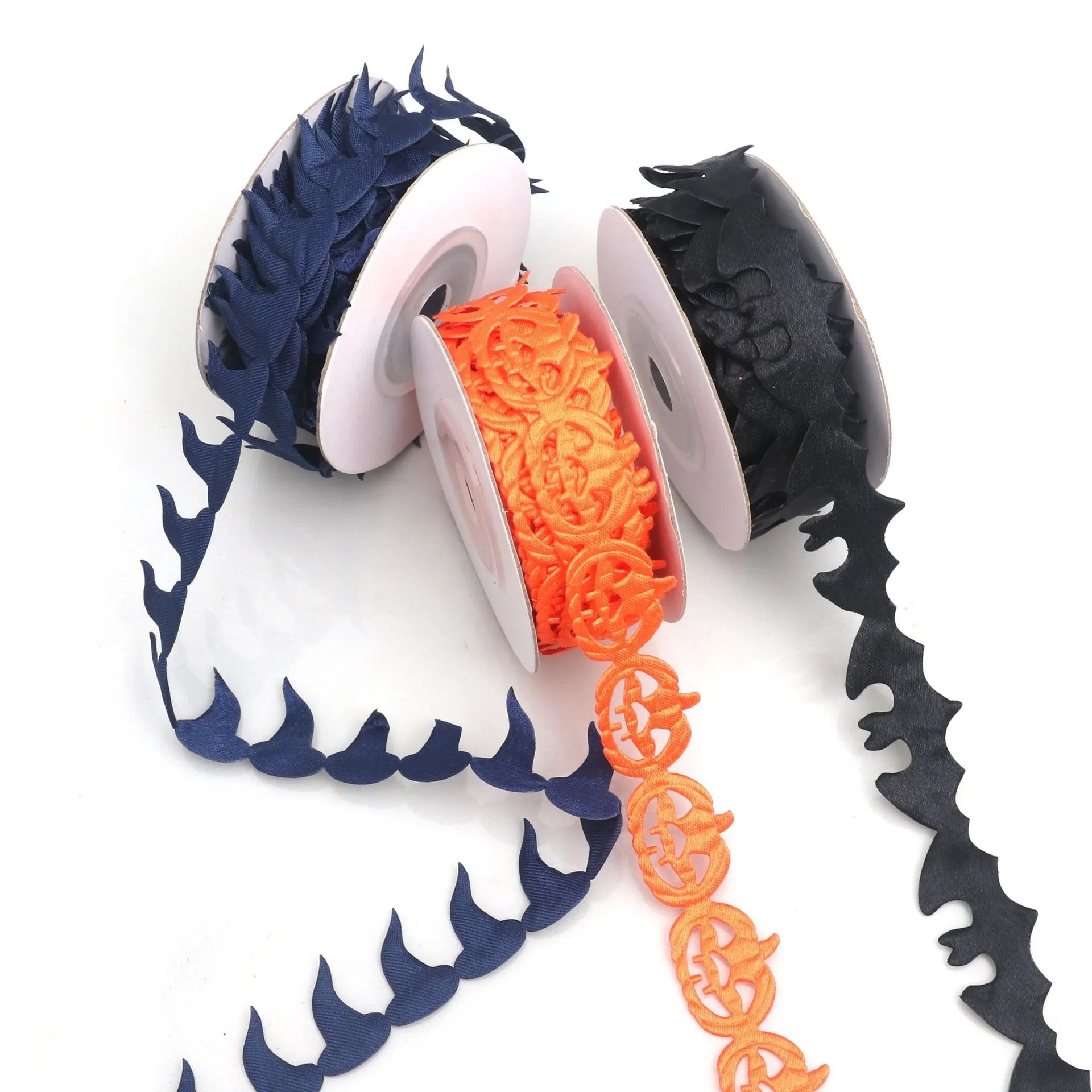 Ghost Bat Halloween Decor Props Ribbon Ghost Festival Witch Hat Ultrasonic Embossed Ribbon Halloween