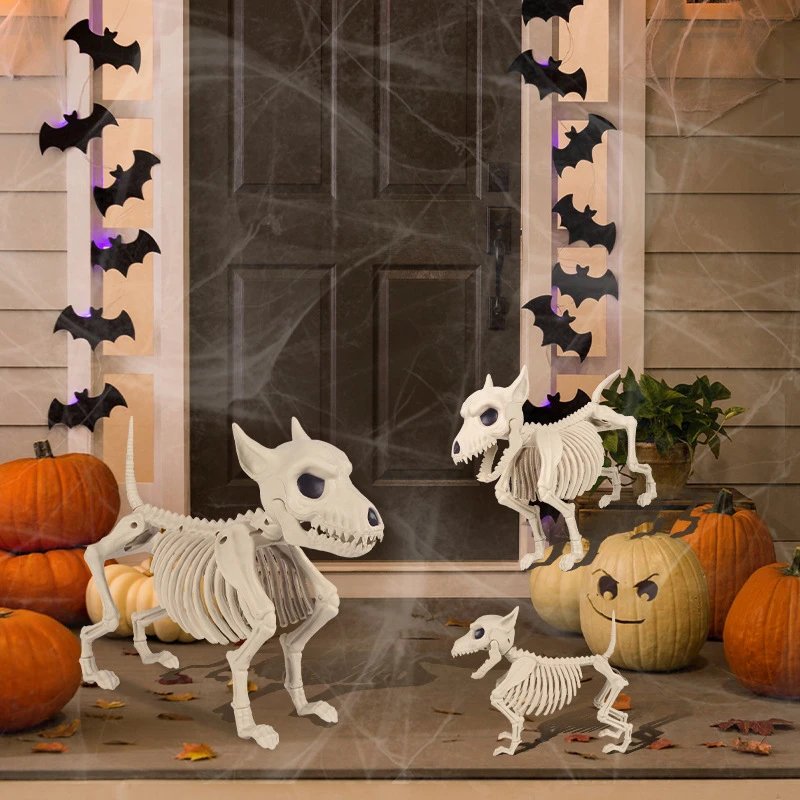 Simulated Animal Skeleton Wolf Dog Horror Decor Ornament Bar Haunted House Layout Props Plastic Halloween | Halloween Decor